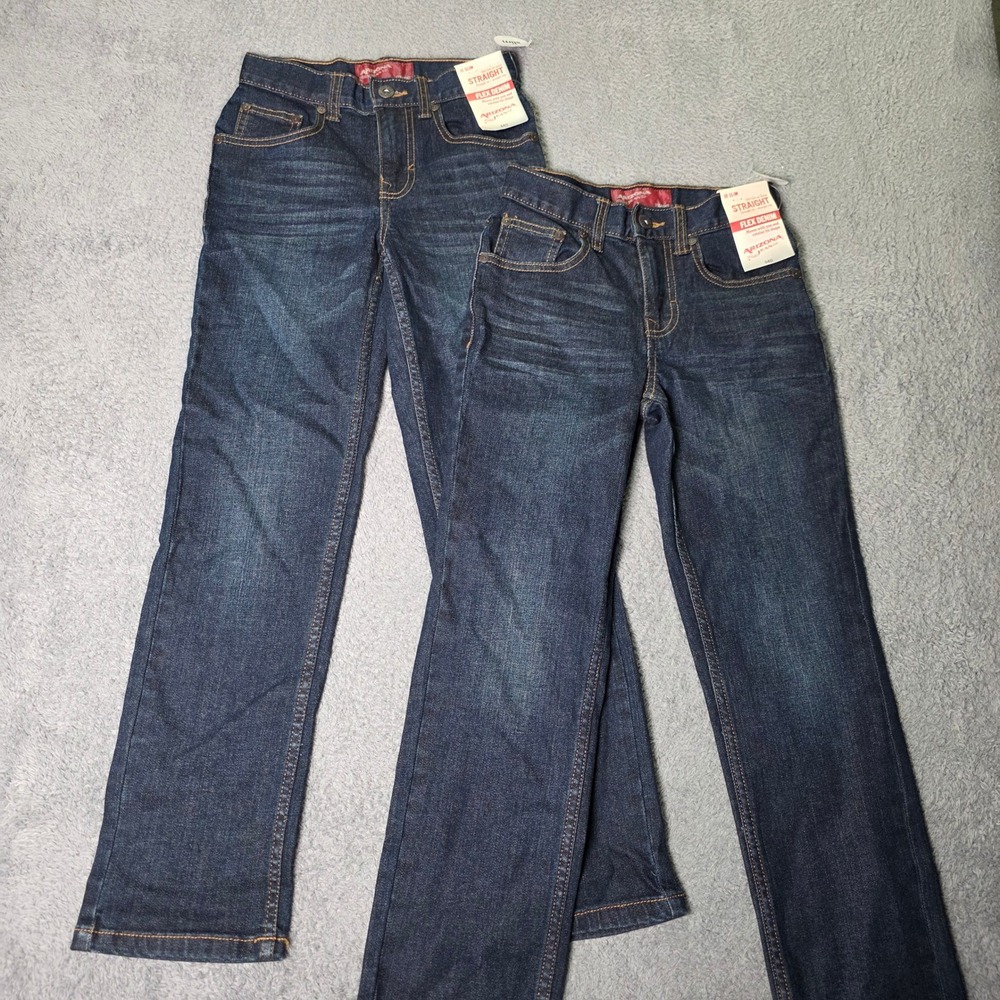 Arizona Jean Co Boys 10 Slim Straight Jeans Dark Wash Flex Denim 2 Pack